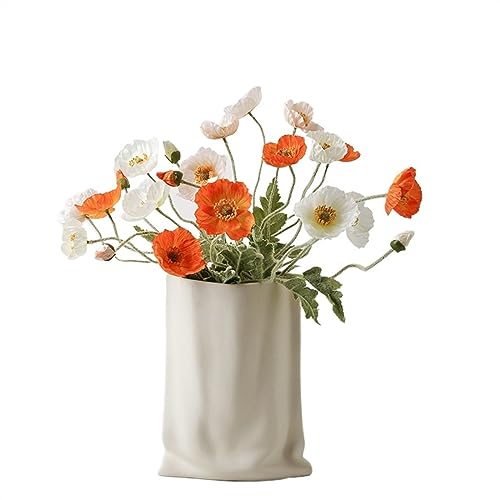 Vase für Dekor Keramikvase, Blumenarrangementvase for Zuhause und Wohnzimmer, Veranda-Tischdekoration, Papiertütenvase(Weiß) von L3s9mPzVb4