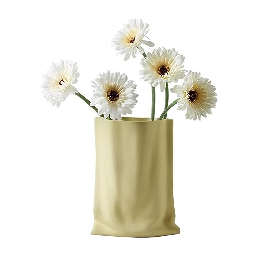 Vase für Dekor Keramikvase, Blumenarrangementvase for Zuhause und Wohnzimmer, Veranda-Tischdekoration, Papiertütenvase(Yellow) von L3s9mPzVb4