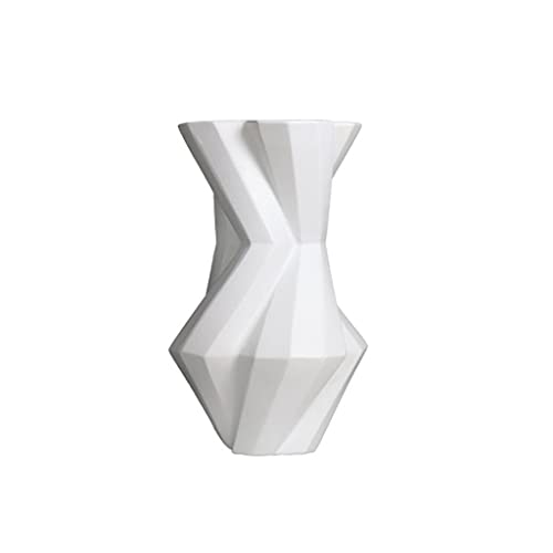 Vase für Dekor Keramikvase Personalisierte Dekoration Blumenbehälter Wohnzimmer Desktop Geometrische Vase, geeignet for Wohnsitzstelle oder Hochzeit(Weiß) von L3s9mPzVb4