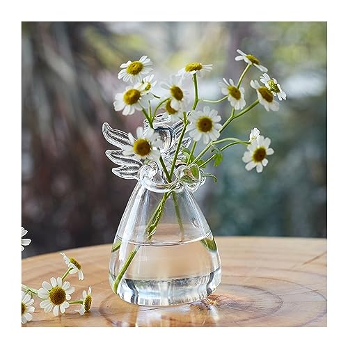 Vase für Dekor Kreative Engel-Glasvase, transparente Hydrokultur-Vase, Zuhause, Wohnzimmer, Büro, Desktop-Dekoration, kleine Ornamente von L3s9mPzVb4