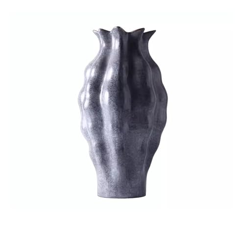 Vase für Dekor Minimalistische dekorative Ornamente, Trockenblumenware, graue Keramik, großes Wohnzimmer, Blumenarrangement, Foyer, leichte Luxusvase(Groß) von L3s9mPzVb4