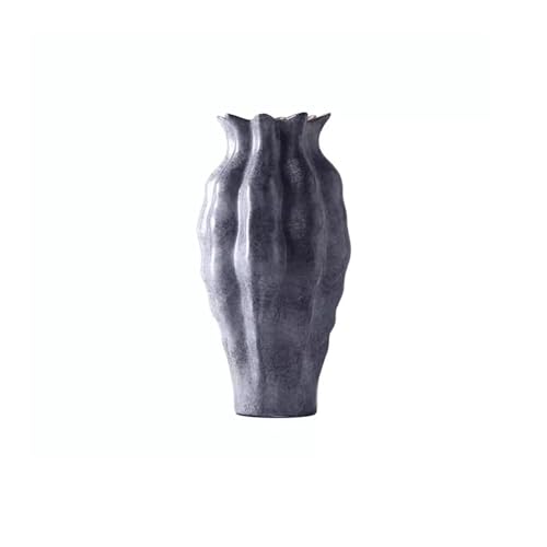Vase für Dekor Minimalistische dekorative Ornamente, Trockenblumenware, graue Keramik, großes Wohnzimmer, Blumenarrangement, Foyer, leichte Luxusvase(Klein) von L3s9mPzVb4