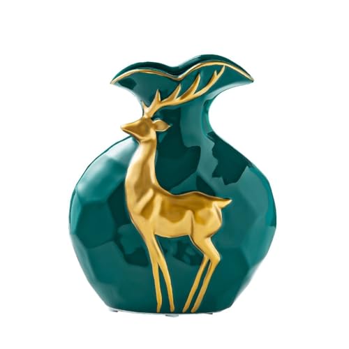 Vase für Dekor Moderne goldene Hirsch-Keramikvase, einfache Heimdekoration, Wohnzimmer, TV-Schrank, Weinschrank, Blumenarrangement, Vasendekoration von L3s9mPzVb4