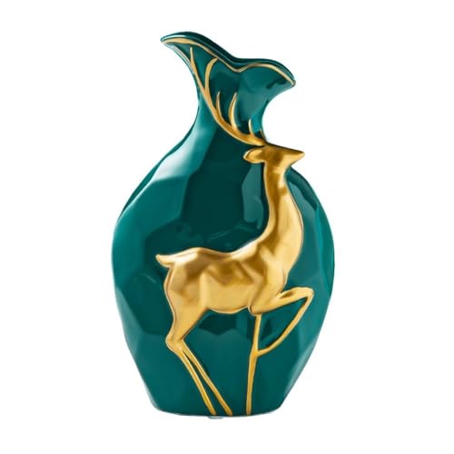 Vase für Dekor Moderne goldene Hirsch-Keramikvase, einfache Heimdekoration, Wohnzimmer, TV-Schrank, Weinschrank, Tisch, Blumenarrangement, Vasendekoration von L3s9mPzVb4