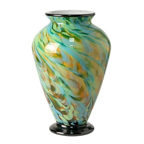 Vase für Dekor Retro-Glasvase mit Farbverlauf – 30 cm hoch, Bunte Glasvase breiter Öffnung for Kaminsims, Esstisch, Hochzeitsdekoration im Eingangsbereich, Wohnzimmer(Green) von L3s9mPzVb4