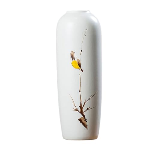 Vase für Dekor Weiße Keramikvase, Dekoration, Retro-Elster-Vogel-Porzellan, Esstisch, getrocknete Blumen, Blumenarrangement, Wohnzimmer, Arbeitszimmer von L3s9mPzVb4