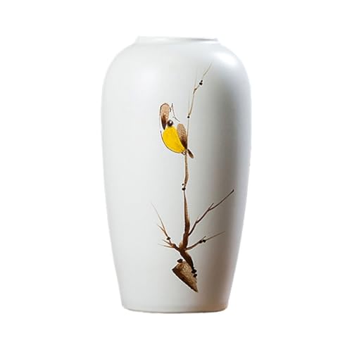 Vase für Dekor Weiße Keramikvase, Dekoration, Retro-Elster-Vogel-Porzellan, getrocknete Blumen, Blumenarrangement, Wohnzimmer, Arbeitszimmer, Tischdekoration von L3s9mPzVb4