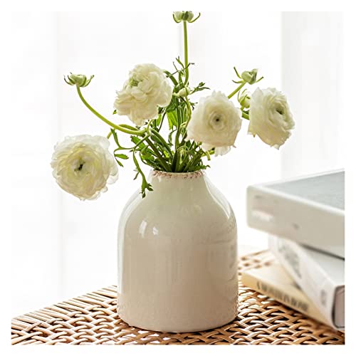 Vase für Dekor Weiße kleine Keramikvase, Dekoration for Wohnzimmer, Blumen, Hydrokultur, Trockenblumen-Arrangement, Keramiktopf, Retro-einfache Blumenvase(Klein) von L3s9mPzVb4