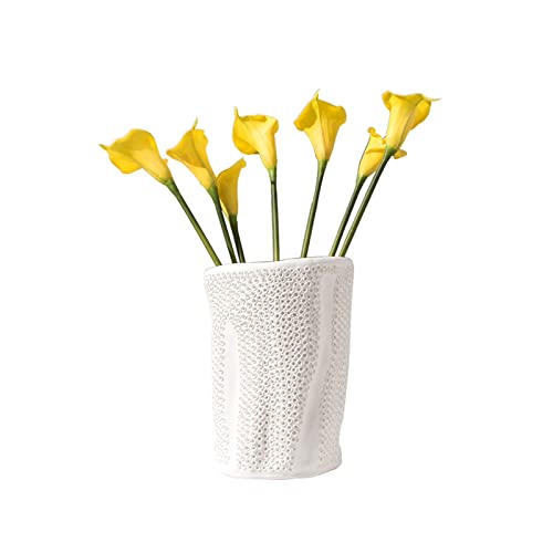 Vase für Dekor Weiße raue Keramikvase aus Keramik, gefrostet, Heimtischdekoration, Esstisch, Eingangsbereich, Ornamente von L3s9mPzVb4