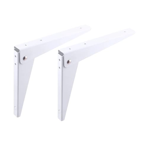 2 Stück stabile klappbare Regalhalterungen – 8 Zoll dreieckige Klappregalhalterungen aus Metall for Tisch und Bank, Klappregalscharnier zur Wandmontage Klappkonsole von L6NqIAG