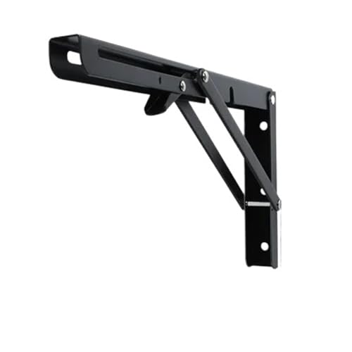 2 stücke Klapp Regal Klammern Zusammenklappbare Halterung for Tisch Arbeit Platzsparende DIY Klappkonsole(Black 14inch) von L6NqIAG