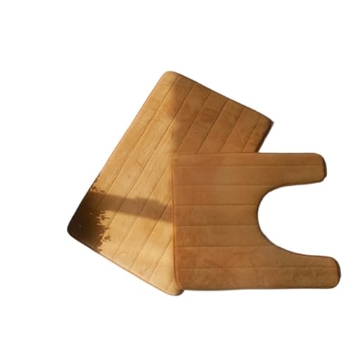 L6NqIAG 2 Pcs/Set Memory Foam Bath Mat Rug Floor Bathroom Rugs Carpet Toliet Badezimmer Teppiche Sets(Khaki) von L6NqIAG