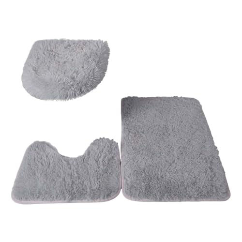 L6NqIAG 3Pcs Bathroom Rug Set Bath Plush Contour Mat Toilet Lid Cover Soft Door Carpet Badezimmer Teppiche Sets(Color3) von L6NqIAG