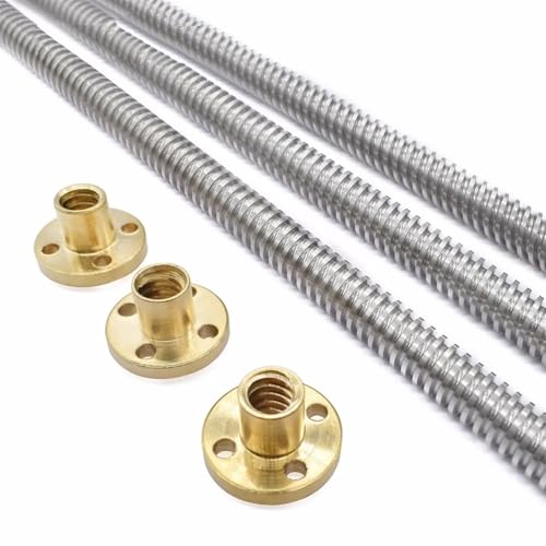 L6NqIAG Trapezförmige Spindelschraube, Durchmesser 8 mm, Gewindesteigung 4 mm, T8-Länge, Leitspindel mit Messing-Kupfermutter Edelstahl Bleischraube(400mm) von L6NqIAG