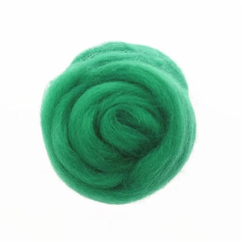 L6NqIAG Wollfaser Wolle Roving Grüne Serie Nadelfilzen Handgemachtes Spinnen DIY Bastelmaterial Werkzeug Nadelfilzwolle(54,100g) von L6NqIAG