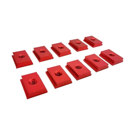 T-Slot Aluminiumlegierung Gehrungsschiene T Schiebeschieber Schrauben Mutternsatz Holzbearbeitung T-Schienenvorrichtung Vorrichtungswerkzeuge T-Slot Schiene(10Pcs M6 Red,500mm) von L6NqIAG