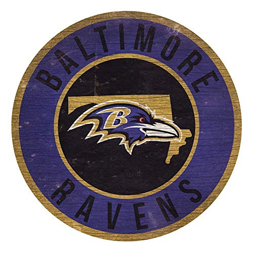 Fan Creations Baltimore Ravens Holzschild 30,5 cm rund State Design von LA Auto Gear
