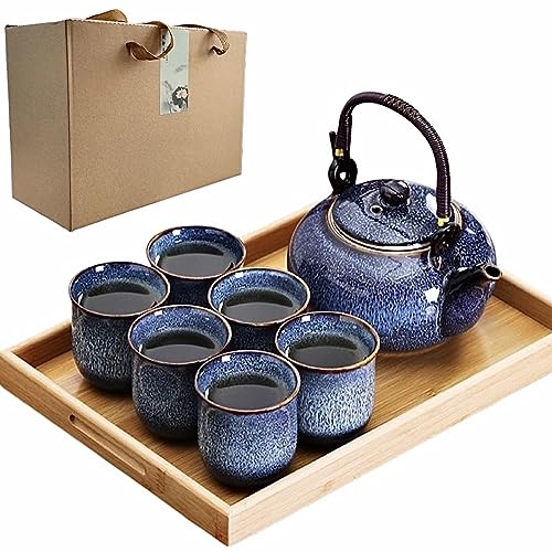Japanisches Tee-Set, traditionell, chinesische/asiatische Tee-Sets für 6 Erwachsene, hübsches Teeset mit Tablett und Teesieb, Porzellan-Teekanne und Teetassen, große Teekanne, Geschenke für von LA BELLE VIE better homes & living