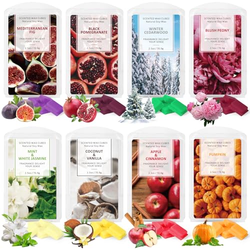 LA BELLEFÉE Duftwachs Wax Melts Sojawachs Raumduft Duftkerze, insgesamt 48 Würfel (560g) - 8 Verschiedene Düfte Geschenk Set für Valentinstag, Hochzeiten, Geburtstag, Weihnachten, Duftlampen Scented von LA BELLEFÉE