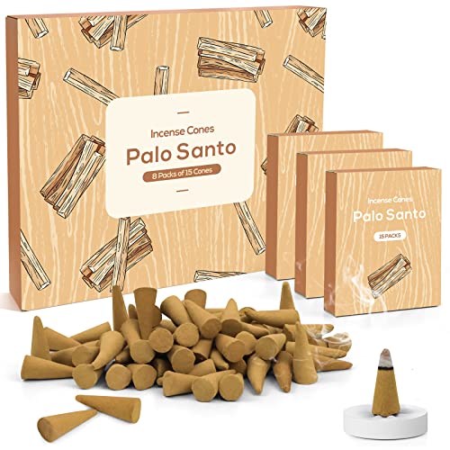 LA BELLEFÉE Palo Santo Räucherkegel, 120st, Mit 1 Räucherstäbchenhalter, Natürlich Duftende Räucherkegel Perfekt für zu Hause, Entspannung, Innenräume, Yoga-Praxis, Meditation von LA BELLEFÉE