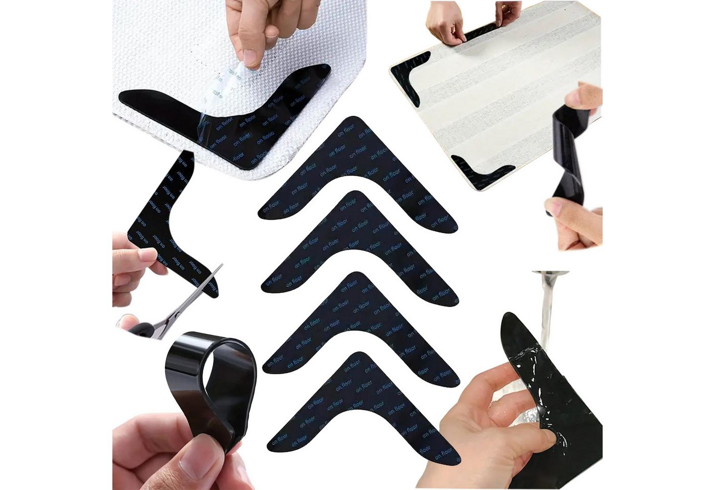 LA CUTE Anti-Rutsch-Pad Anti-Rutsch-Pads für Teppiche – Set mit 4 selbstklebenden Pads, (Teppich-Anti-Rutsch-Pad Set für sicheren Halt auf glatten Böden, 4 St), Selbstklebende Anti-Rutsch-Pads für Teppiche, wiederverwendbar von LA CUTE