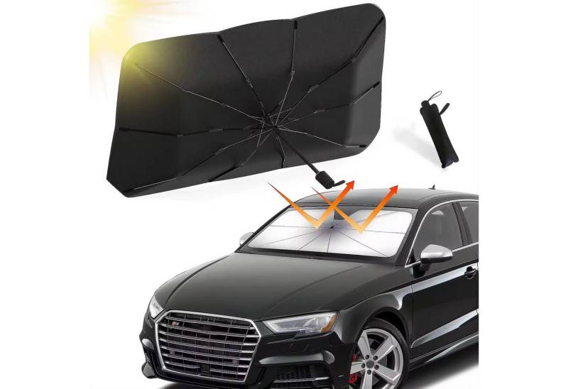 Ikonka Autosonnenschutz Auto Sonnenschutz Windschutzscheibe Sonnenschirm Frontscheibe, 125 x 65 cm, (Sonnenschutz Schirm Faltbar UV- Beständig, Faltbarer Auto Sonnenschirm für die Windschutzscheibe), Ultraleichtes Design für einfache Handhabung und Transport. von Ikonka