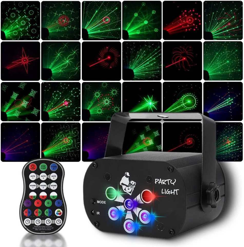 LA CUTE Discolicht Mini Partylicht LED RGB UV Musikgesteuert mit Fernbedienung USB-Kabel, LED (RGB + UV), RGB + UV, Musikgesteuert, 30 Lichtmuster, RGB + UV LED, Fernbedienung, kompakt von LA CUTE