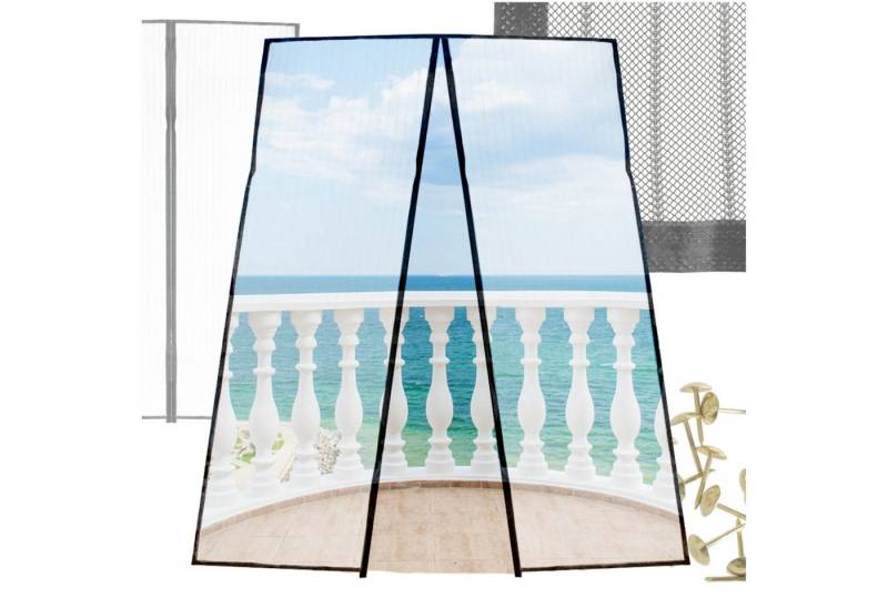 Ikonka Insektenschutz-Tür Magnet-Moskitonetz Tür 100–160x210–230cm Insektenschutz, (Moskitonetz-Set mit Magnetverschluss & Montagezubehör, Erhältlich in 4 Größen – passgenau für Türformate), Selbstschließend mit Magnet, einfache Montage ohne Bohren von Ikonka