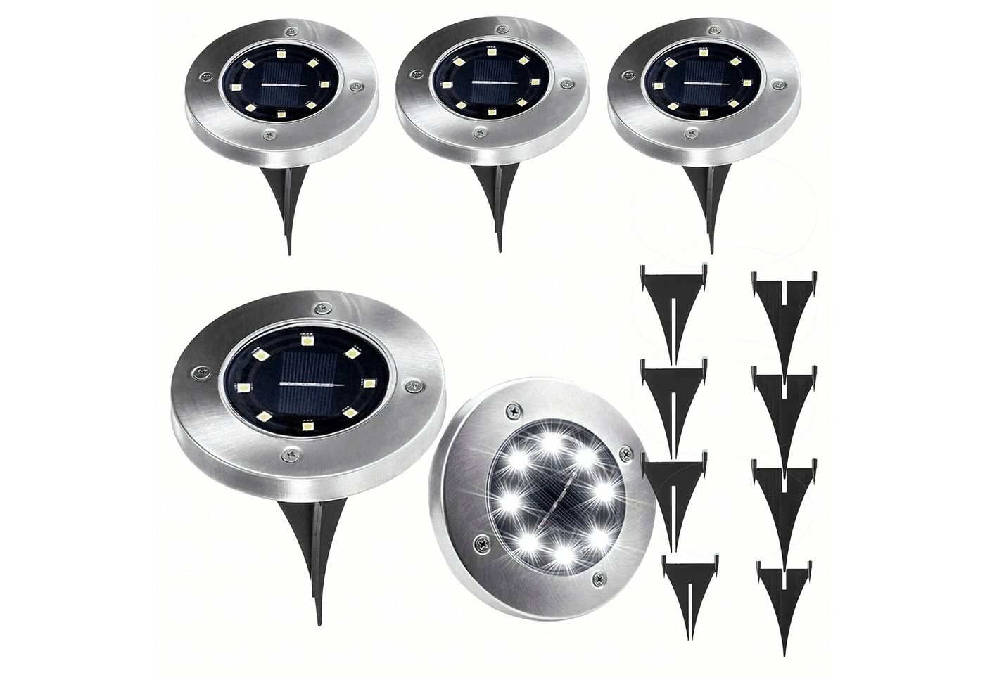LA CUTE LED Solarleuchte 4x Solar LED Bodenleuchten mit Dämmerungssensor für Außen, 8 integrierte LEDs pro Lampe, solarbetrieben, Wetterfeste Solar-Bodenleuchten mit Dämmerungssensor von LA CUTE