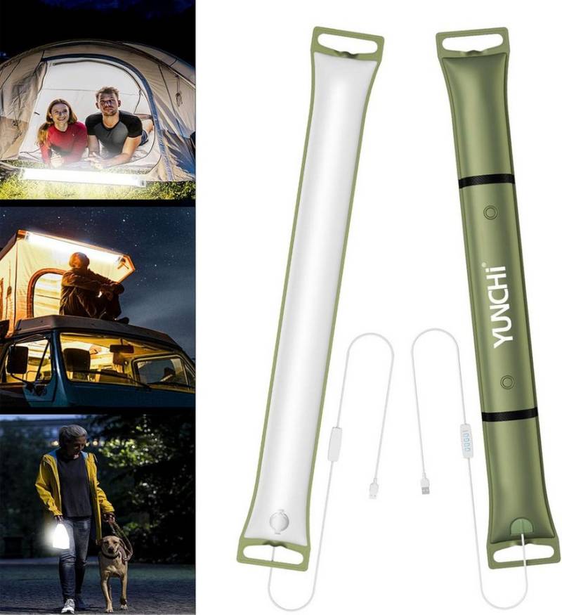 LA CUTE LED Taschenlampe LED Campinglampe faltbar 500LM dimmbar Outdoor Licht IPX4 USB Akku (Tragbare LED-Notleuchte für Outdoor & Camping (1er-Set), 1 faltbares LED-Campinglicht inkl. Zubehör (Grün), Faltbar, aufblasbar, magnetisch, dimmbar, 3 Leuchtmodi von LA CUTE