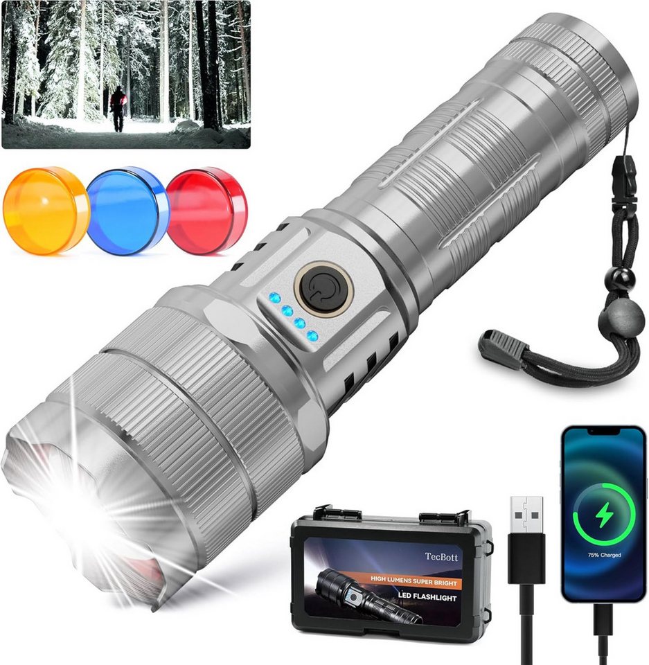 LA CUTE LED Taschenlampe LED Taschenlampe 900000 Lumen – Extrem Hell, USB-C Powerbank, Outdoor (Komplett-Set für Outdoor, Camping, Notfälle, Powerbank, LED Taschenlampe Set mit Akku, USB-C Kabel, Schlaufe), Extrem hell 900000 Lumen, mit USB-C und Powerbank LA CUTE LED Taschenlampe LED Taschenlampe 900000 Lumen – Extrem Hell, USB-C Powerbank, Outdoor (Komplett-Set für Outdoor, Camping, Notfälle, Powerbank, LED Taschenlampe Set mit Akku, USB-C Kabel, Schlaufe), Extrem hell 900000 Lumen, mit USB-C und Powerbank von LA CUTE