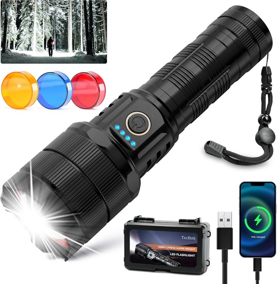 LA CUTE LED Taschenlampe LED Taschenlampe 900000 Lumen – Extrem Hell, USB-C Powerbank, Outdoor (Komplett-Set für Outdoor, Camping, Notfälle, Powerbank, LED Taschenlampe Set mit Akku, USB-C Kabel, Schlaufe), Extrem hell 900000 Lumen, mit USB-C und Powerbank LA CUTE LED Taschenlampe LED Taschenlampe 900000 Lumen – Extrem Hell, USB-C Powerbank, Outdoor (Komplett-Set für Outdoor, Camping, Notfälle, Powerbank, LED Taschenlampe Set mit Akku, USB-C Kabel, Schlaufe), Extrem hell 900000 Lumen, mit USB-C und Powerbank von LA CUTE