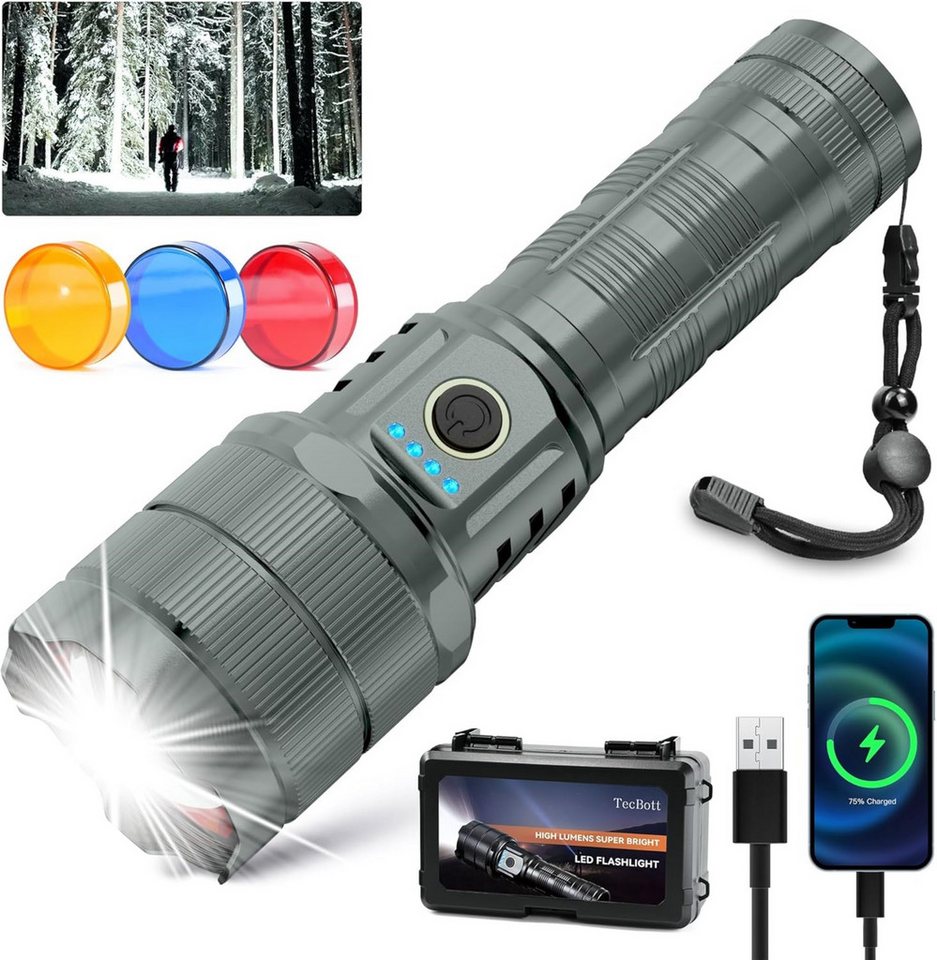 LA CUTE LED Taschenlampe LED Taschenlampe 900000 Lumen – Extrem Hell, USB-C Powerbank, Outdoor (Komplett-Set für Outdoor, Camping, Notfälle, Powerbank, LED Taschenlampe Set mit Akku, USB-C Kabel, Schlaufe), Extrem hell 900000 Lumen, mit USB-C und Powerbank LA CUTE LED Taschenlampe LED Taschenlampe 900000 Lumen – Extrem Hell, USB-C Powerbank, Outdoor (Komplett-Set für Outdoor, Camping, Notfälle, Powerbank, LED Taschenlampe Set mit Akku, USB-C Kabel, Schlaufe), Extrem hell 900000 Lumen, mit USB-C und Powerbank von LA CUTE