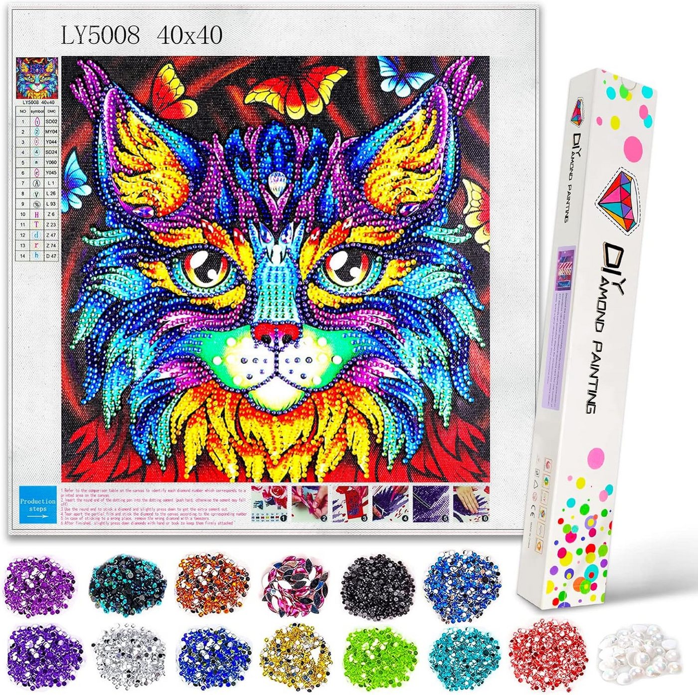 LA CUTE Malen nach Zahlen 5D Diamond Painting Set Cat für Mädchen 6–12 Jahre mit Zubehör (5D DIY Diamond Painting Set für Kinder & Anfänger mit Zubehör, Komplettset für Mädchen mit Cat-Motiv, ideal als Kreativgeschenk), 5D-Diamantmalerei mit Cat-Motiv für Kinder ab 6 Jahren LA CUTE Malen nach Zahlen 5D Diamond Painting Set Cat für Mädchen 6–12 Jahre mit Zubehör (5D DIY Diamond Painting Set für Kinder & Anfänger mit Zubehör, Komplettset für Mädchen mit Cat-Motiv, ideal als Kreativgeschenk), 5D-Diamantmalerei mit Cat-Motiv für Kinder ab 6 Jahren von LA CUTE