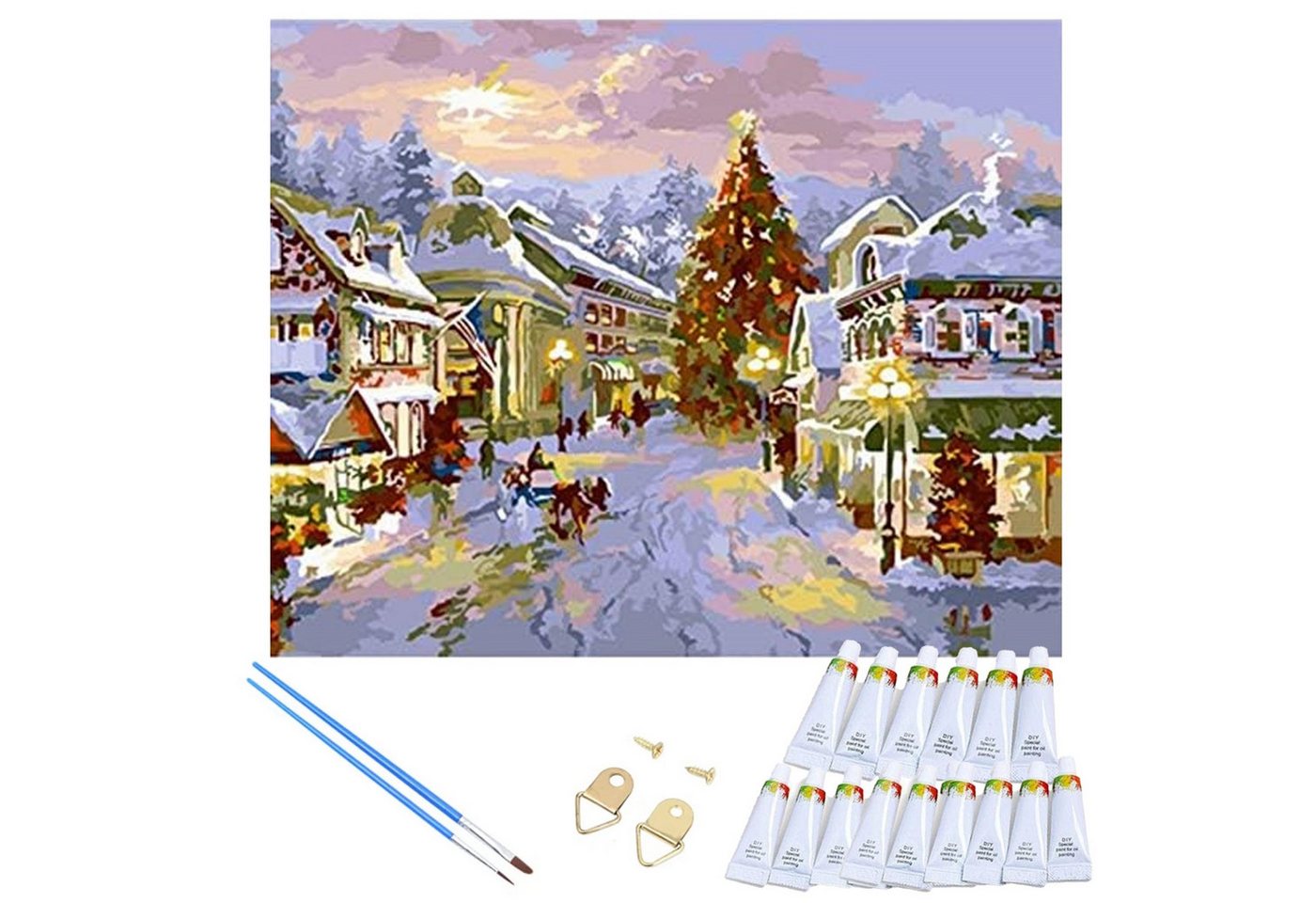 LA CUTE Malen nach Zahlen XL Weihnachten Malset – Kreatives Malen nach Zahlen mit Rahmen 40x50cm (Komplettes Malset: Kreatives Malen nach Zahlen mit Rahmen und Farben, Malen nach Zahlen Set: Leinwand 40x50cm, Acrylfarben, Pinsel, Rahmen), Weihnachten Malset: Hochwertige Leinwand 40x50cm Acrylfarben & Rahmen von LA CUTE