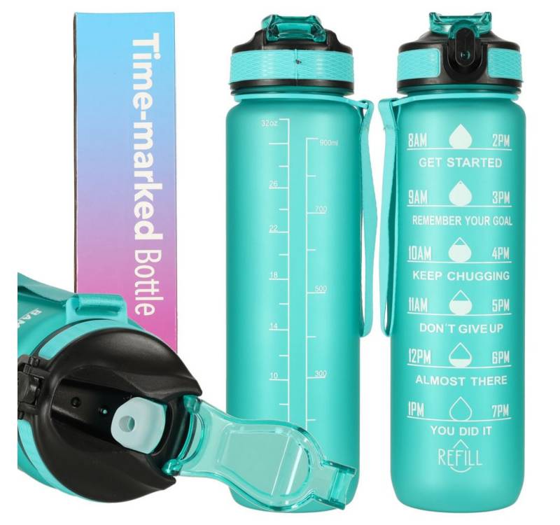 Ikonka Trinkflasche Motivations-Wasserflasche 1L – Tritan, BPA-frei, mit Strohhalm, Motivations-Wasserflasche mit Strohhalm und Messskala, 1L Ikonka Trinkflasche Motivations-Wasserflasche 1L – Tritan, BPA-frei, mit Strohhalm, Motivations-Wasserflasche mit Strohhalm und Messskala, 1L von Ikonka