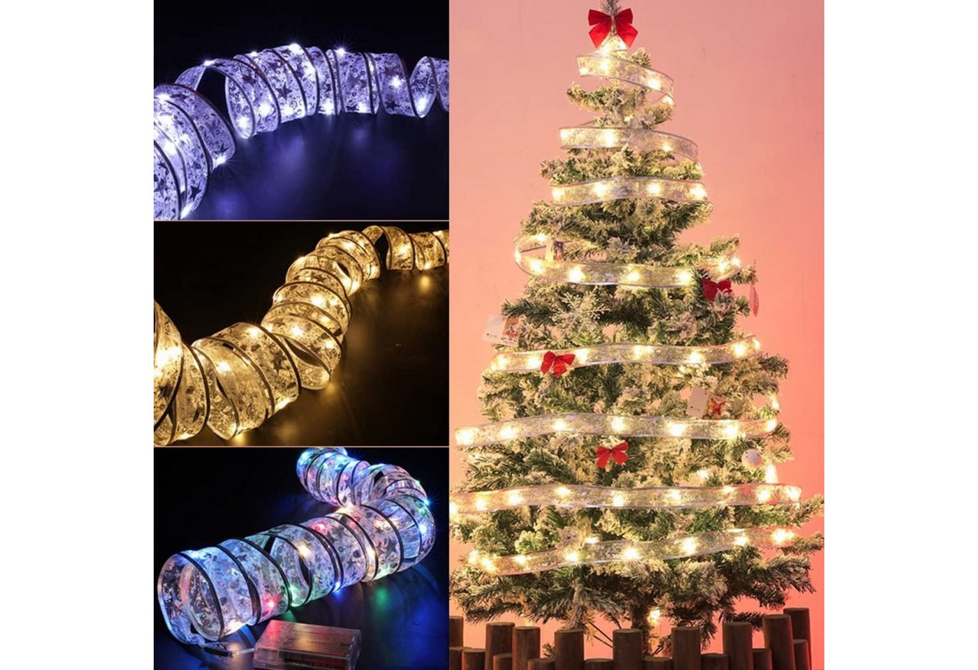 LA CUTE Weihnachtsbaumschleife 3x 4M LED-Band für schöne Weihnachtsbeleuchtung (3-tlg), Erzeugt warme und gemütliche Atmosphäre mit verschiedenen Farben von LA CUTE