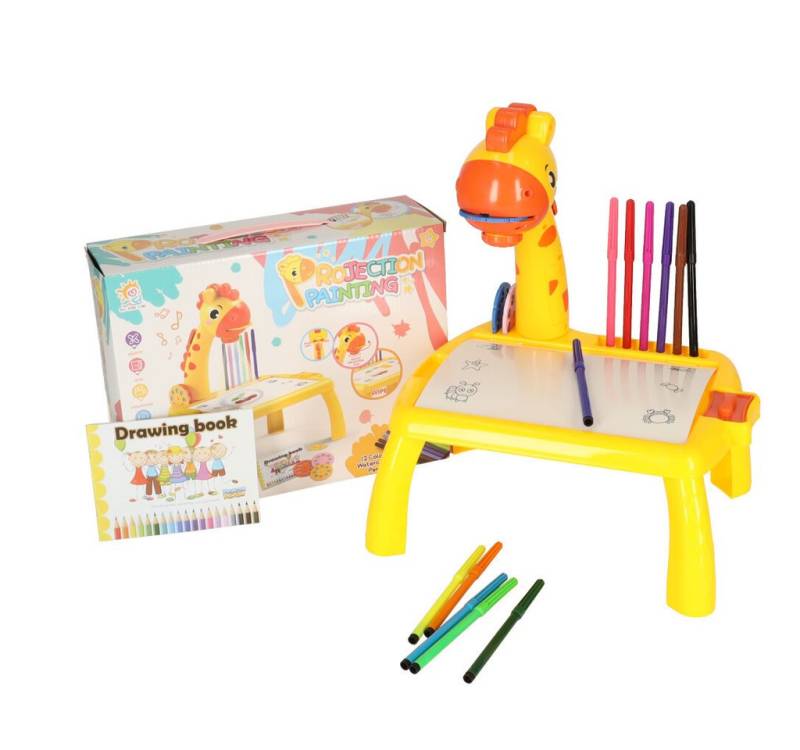Ikonka Zeichentisch Giraffe Kreativer Kinder Zeichenprojektor Tisch (Kinderzeichentisch mit Projektor Set, 1x Kinderzeichentisch mit Projektor) von Ikonka