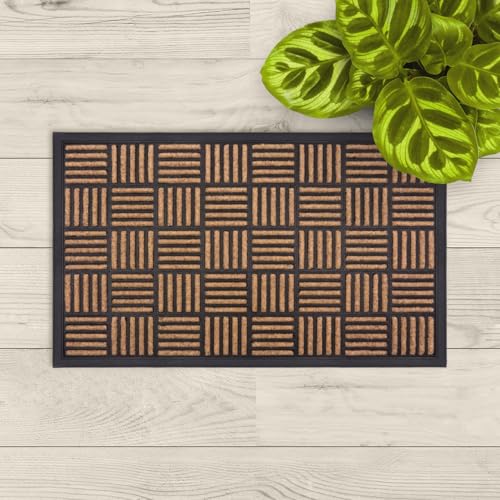 LAKO Fußmatte Bali in unterschiedlichen Designs und Größen - hochwertige Fußmatte aus kombinierten Materialien in Kokos Optik - Türmatte mit modernem und zeitlosen Design (Parkett, 45 x 75 cm) von LA KO