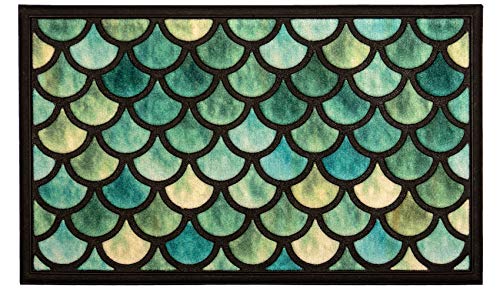 LA KO Fußmatte - hochwertig Fußmatte aus kombinierten Materialien - Türmatte mit modernem Design - verschieden Größen und Farben (Fishscale Blue, 45 x 75 cm) von LA KO