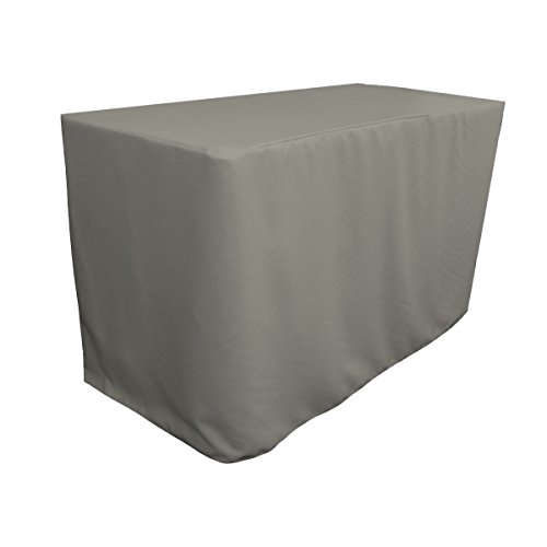 LA Linen Tischdecke aus Polyester-Popeline, 122 x 61 x 0,2 cm, Grau / Dunkelgrau, 122 x 61 x 0,2 cm von LA Linen