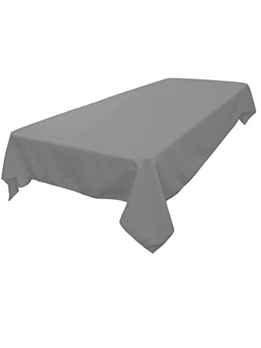 LA Linen Polyester Poplin Rechteckige Tischdecke, Leinen, dunkelgrau, 90 x 60 inch (Rectangular) von LA Linen