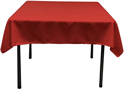 LA Linen Quadratische Tischdecke aus Polyester/Popeline, Polyester, rot, 132 x 132 x 0.04 cm von LA Linen