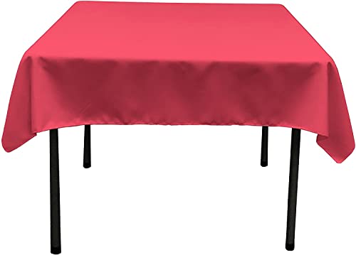 LA Linen Quadratische Tischdecke aus Polyester/Popeline, Polyester, Fuchsia, 132 x 132 x 0.04 cm von LA Linen