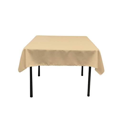 LA Linen Quadratische Tischdecke aus Polyester/Popeline, Polyester, Khaki, 132 x 132 x 0.04 cm von LA Linen