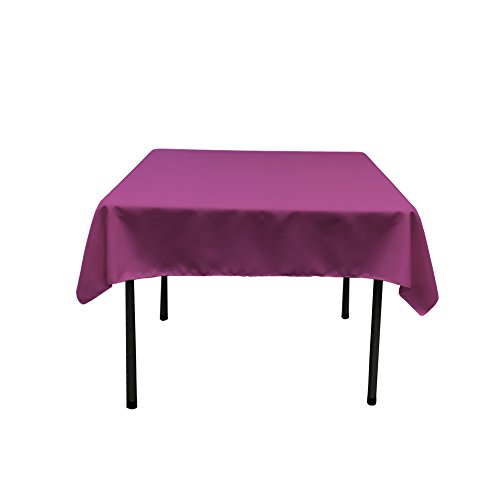 LA Linen Quadratische Tischdecke aus Polyester/Popeline, Polyester, Magenta, 132 x 132 x 0.04 cm von LA Linen