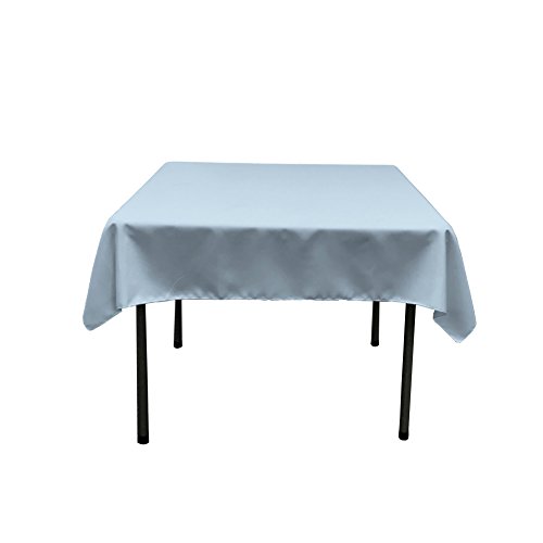 LA Linen Quadratische Tischdecke aus Polyester/Popeline, Polyester, hellblau, 132 x 132 x 0.04 cm von LA Linen