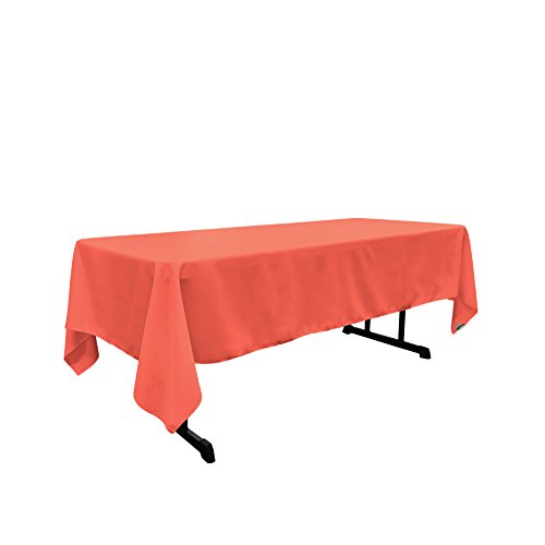 LA Linen Tischdecke, Polyester-Popeline, rechteckig, 152,4 x 259,1 cm, Korallenrot von LA Linen