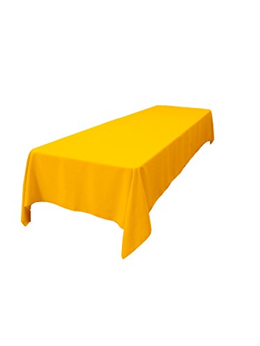 LA Linen Tischdecke aus Polyester-Popeline, waschbar, rechteckig, Flecken- und knitterfrei, Stoff-Tischdecke für Abendessen, Küche, Party, Urlaub, 152,4 x 274,4 cm, Gelb/Dunkel von LA Linen