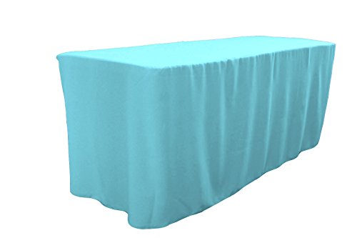 LA Linen Tischdecke aus Polyester-Popeline, 248 cm L x 76 cm B x 76 cm H, Helltürkis von LA Linen